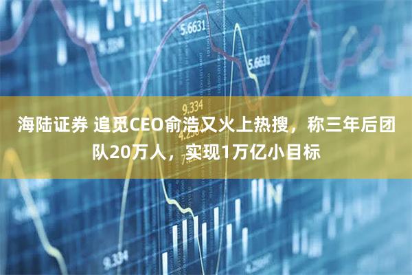 海陆证券 追觅CEO俞浩又火上热搜，称三年后团队20万人，实现1万亿小目标