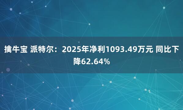 擒牛宝 派特尔：2025年净利1093.49万元 同比下降62.64%
